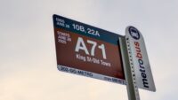 Metrobus bus stop sign for bus A71.
